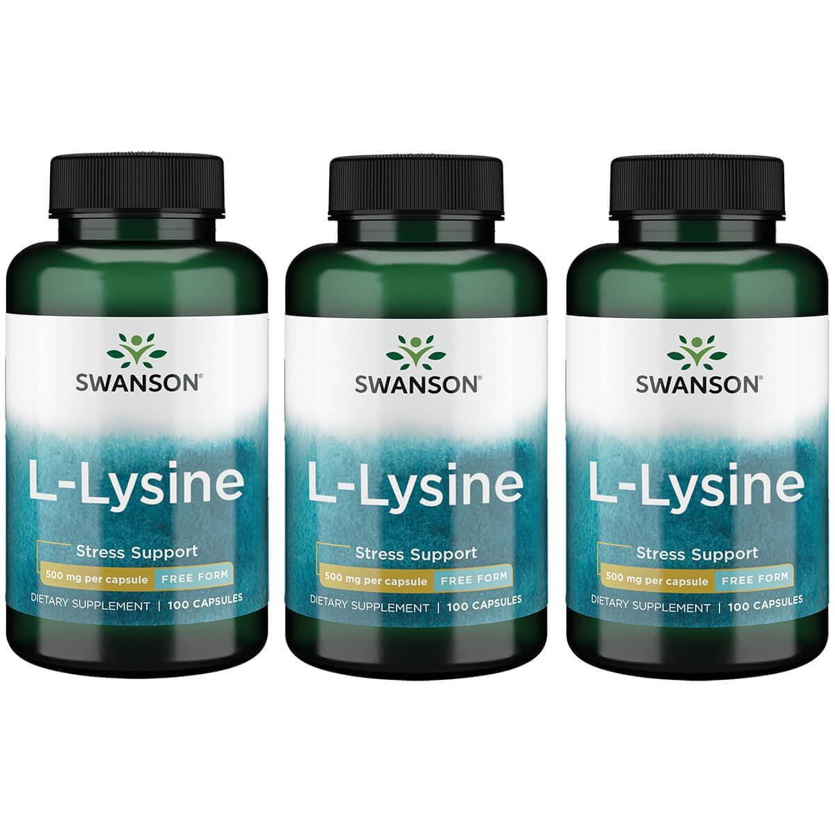 Swanson LLysine Free Form 500 mg 100 Caps 3 Pack