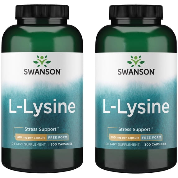 Swanson L-Lysine - Free Form 500 mg 300 Caps 2 Pack