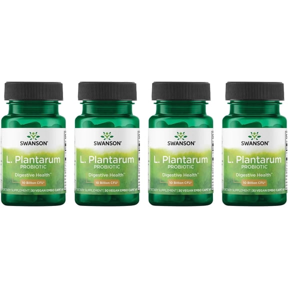 Swanson L. Plantarum - Digestive Supplement Promoting Gastrointestinal Balance & Bowel Regularity - Natural Formula to Help Reduce Bloating - (30 Veggie Capsules) (4 Pack)