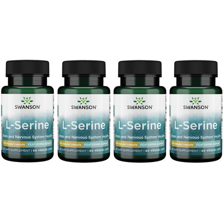 Swanson L-Serine - Featuring Ajipure 500 mg 60 Veg Caps 4 Pack