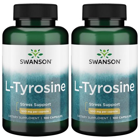Swanson L-Tyrosine, Helps Maintain Healthy Mental Function & Alleviate The Effects Of Stress, 100 Capsules (2-pack)