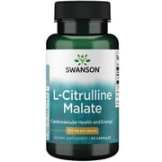 Swanson L-Citrulline Malate - Amino Acid Supplement Promoting Energy Production & Healthy Blood Circulation - Natural Formula Supporting Overall Wellness - 60 Capsules, 750mg Each