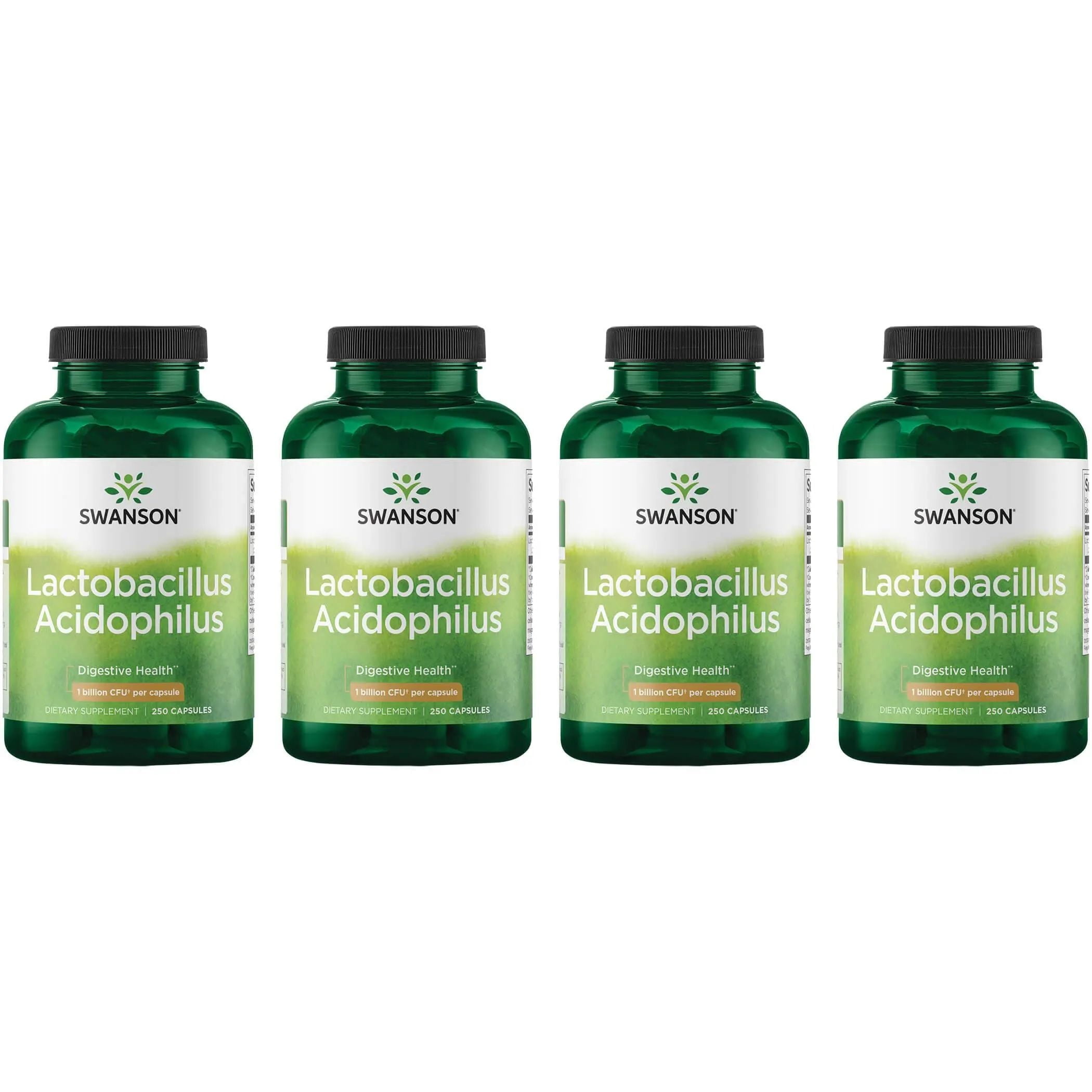 Swanson Lactobacillus Acidophilus Probiotic Supplement, 1 Billion CFU Per Capsule, 250 Capsules, 4 Pack