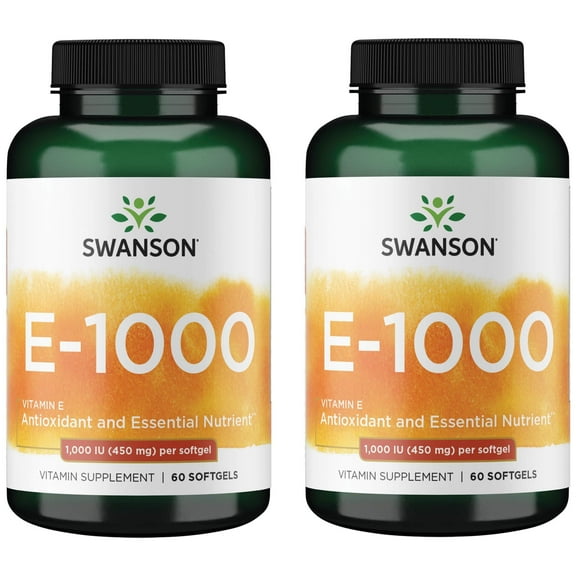 Swanson Vitamin E 1000 Iu 1000 Iu (450 Milligrams) 60 Sgels (2 Pack)
