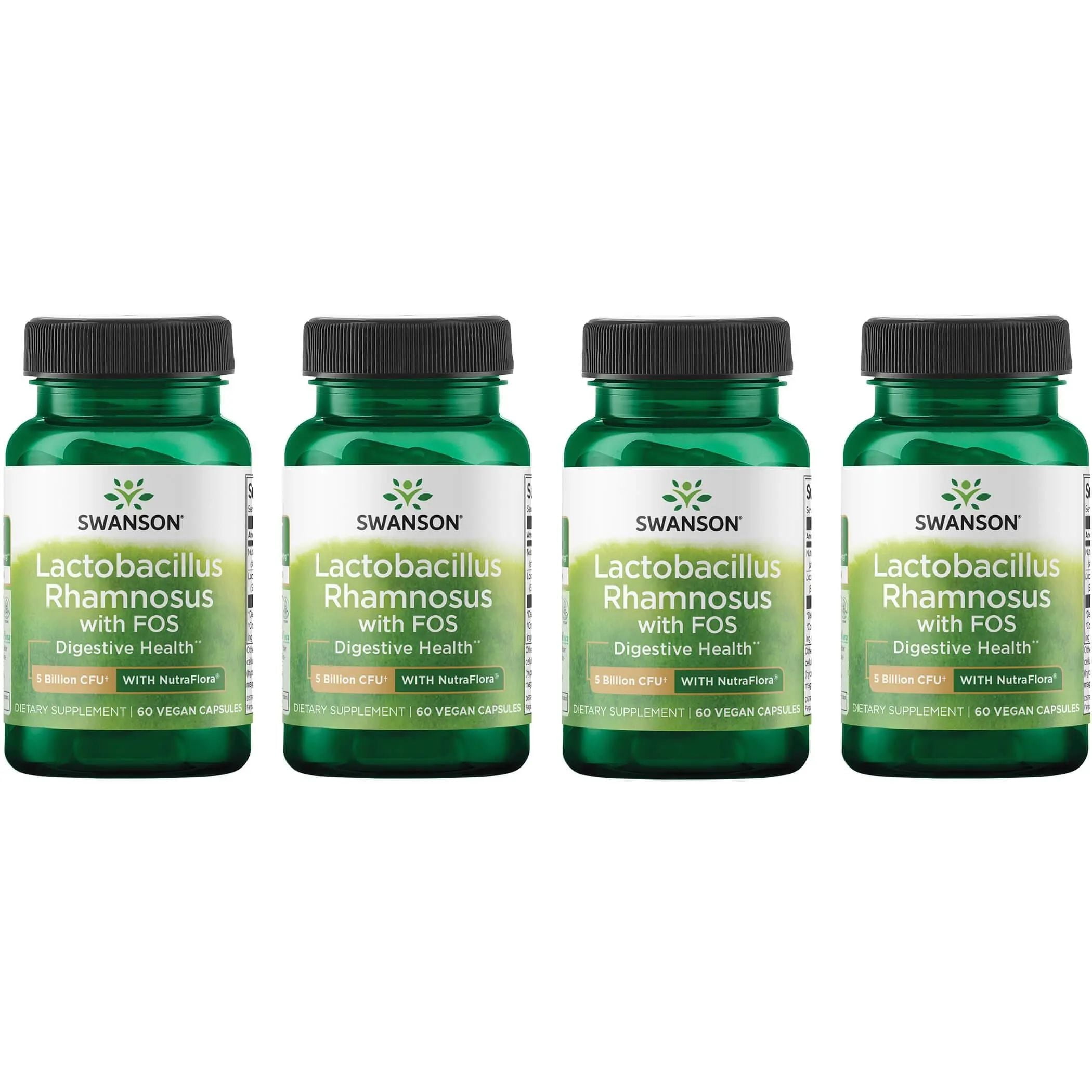 Swanson Lactobacillus Rhamnosus Probiotic, Digestive Health Support, 5 Billion CFU, 60 Veggie Caps, 4 Pack