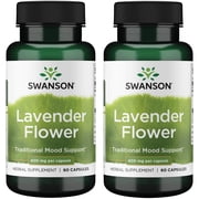 Swanson Lavender Flower - Herbal Supplement Promoting Traditional Mood Support - May Promote Relaxation & Steady Nerves - (60 Capsules, 400mg Each) (2 Pack)