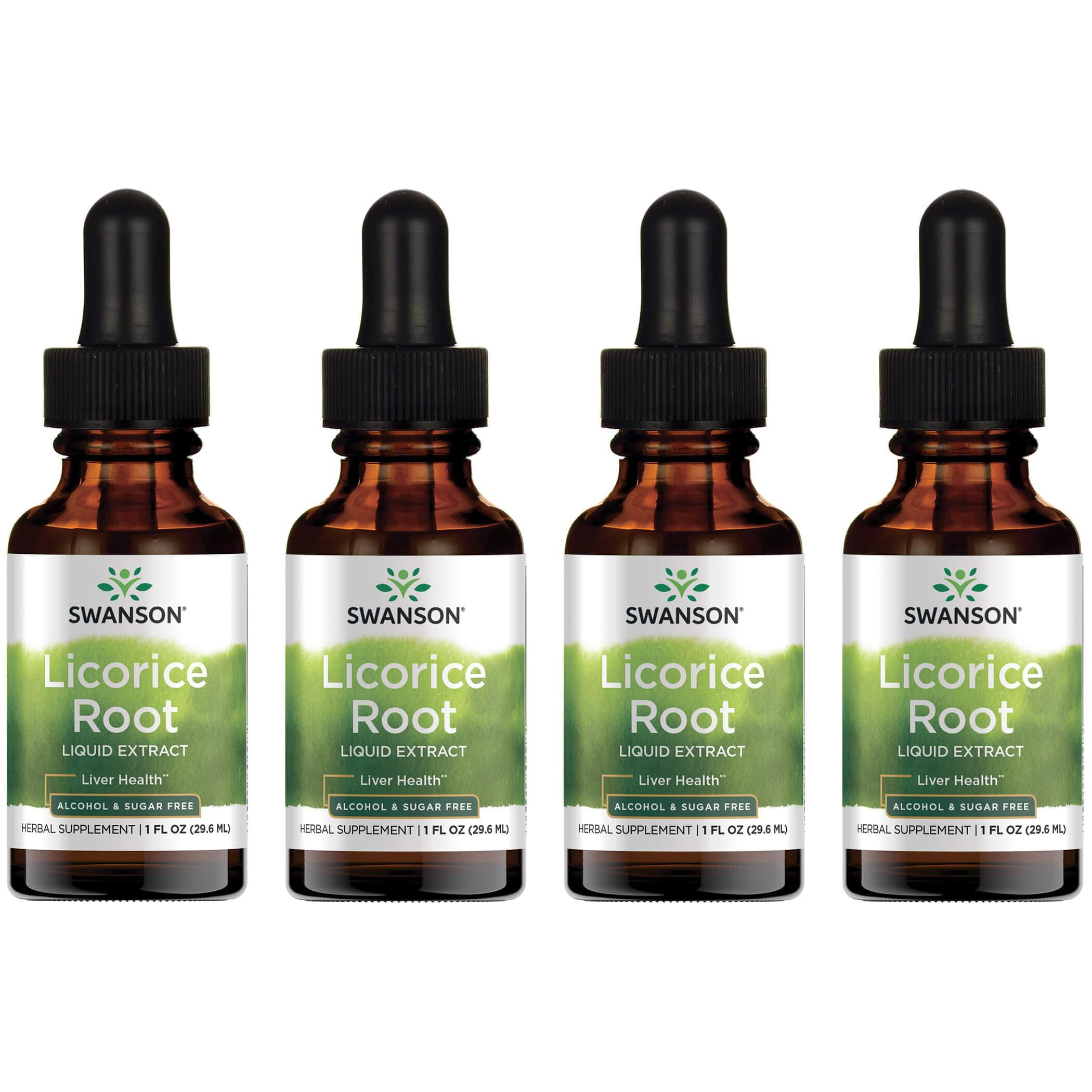 Swanson Licorice Root Liquid Extract Alcohol & Sugar Free 4 Pack
