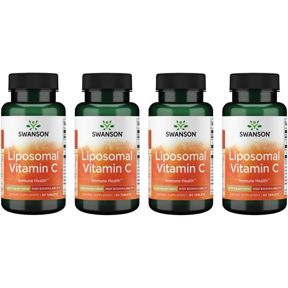 Swanson Liposomal Vitamin C - High Bioavailability 1,000 mg 60 Tabs 4 Pack