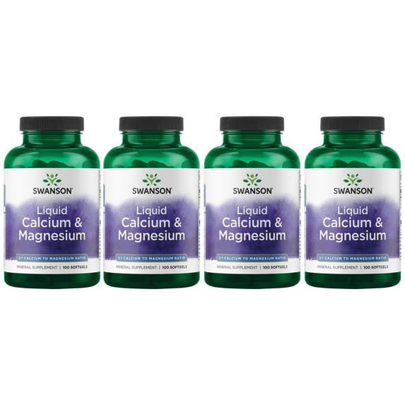 Swanson Liquid Calcium & Magnesium 100 Sgels 4 Pack