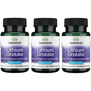 Swanson Lithium Orotate Antioxidant Mood Emotional Wellness Behavior Memory Support Supplement 5 Mg 60 Veggie Capsules Elemental Lithium 1