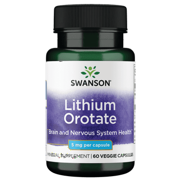 Swanson Lithium Orotate Vegetable Capsules, 5 mg, 60 Count