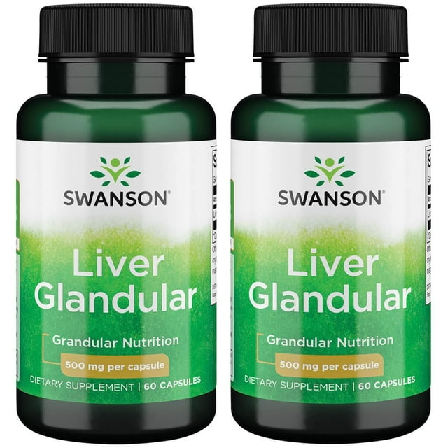 Swanson Liver Glandular 500 mg 60 Caps 2 Pack