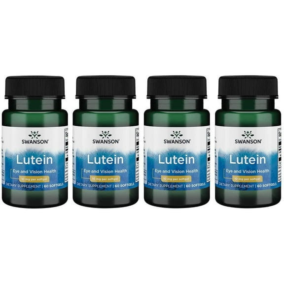 Swanson Lutein, 10 mg, Vision Support Supplement, 60 Softgels, 4 Pack