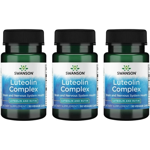 Swanson Luteolin Complex w/ Rutin - Brain Support Supplement Promoting Memory, Mood & Cognitive Health - Natural Formula to Help Maintain Nervous System - (30 Veggie Capsules) (3 Pack)
