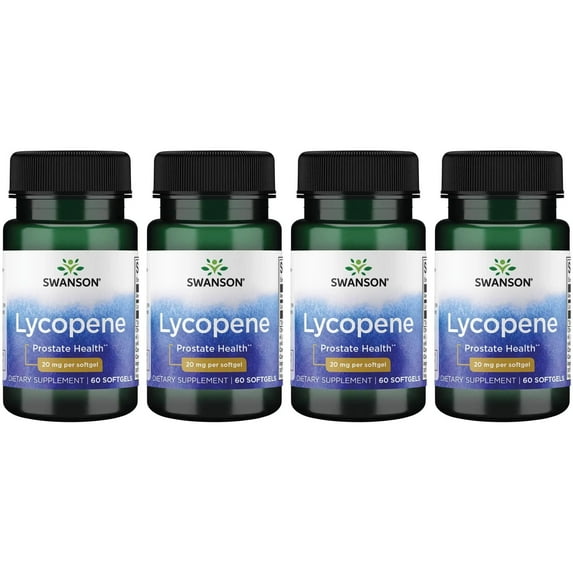 Swanson Lycopene 20mg Softgels, Supports Prostate & Heart Health, Blood Pressure Maintenance, 60 Count (4 Pack)