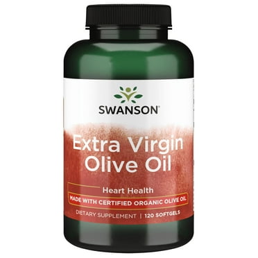 Swanson Extra Virgin Olive Oil - Natural Supplement Supporting Cardiovascular Health w/ Essential Fatty Acids - Made w/ Organic Cold-pressed Olive Fruit - (120 Softgels, 1g Each)