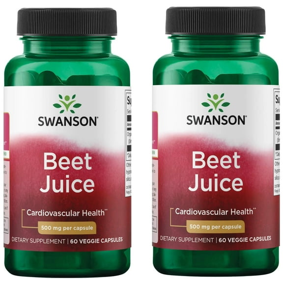 Swanson Made with Organic Beet Juice Freeze Dried 500 Milligrams 60 Veg Capsules (2 Pack)