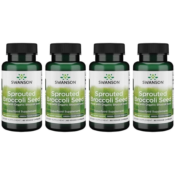 Swanson Made with Organic Sprouted Broccoli Seed 400 Milligrams 60 Veg Capsules (4 Pack)