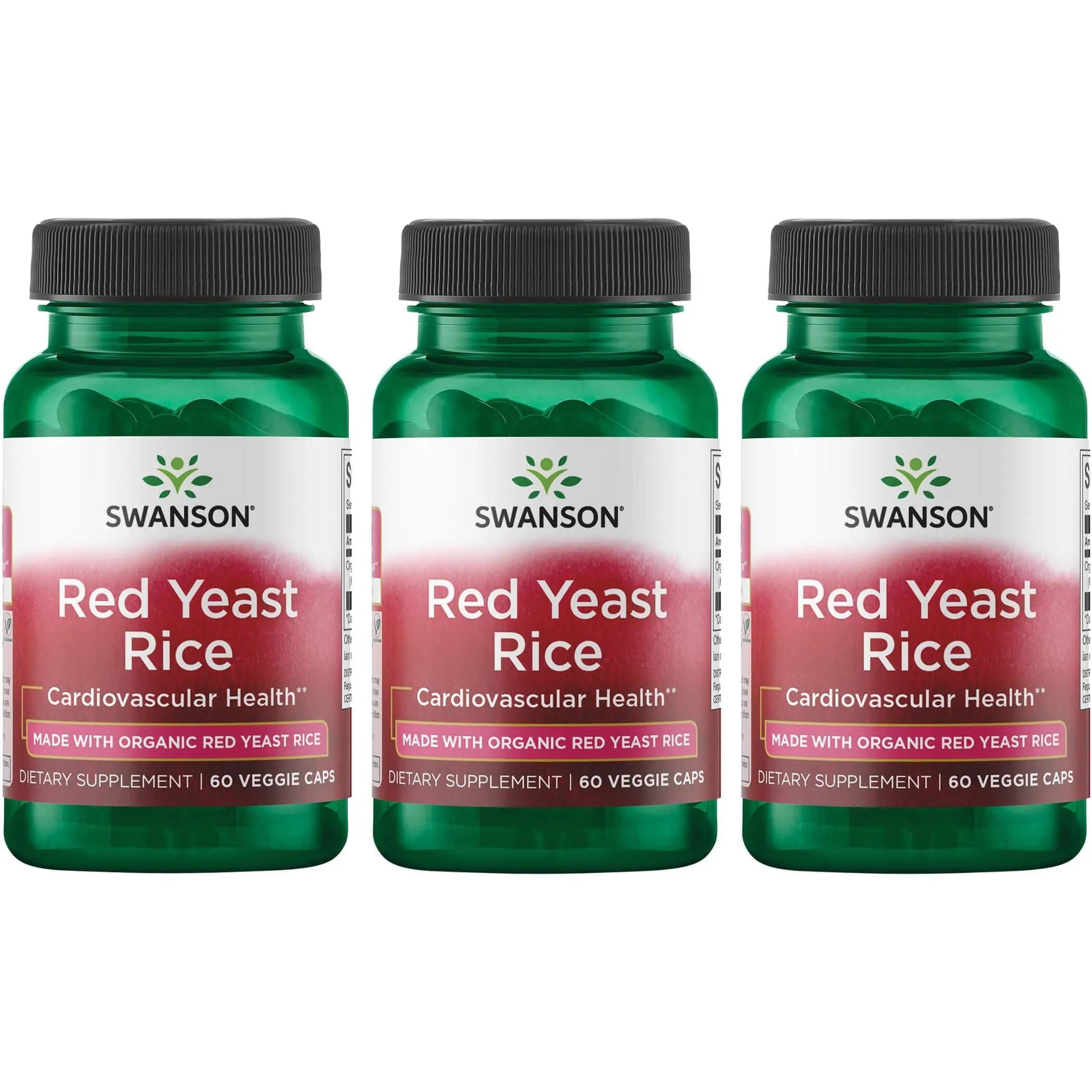 Swanson Red Yeast Rice 600 mg 60 Vegan Caps 3 Pack