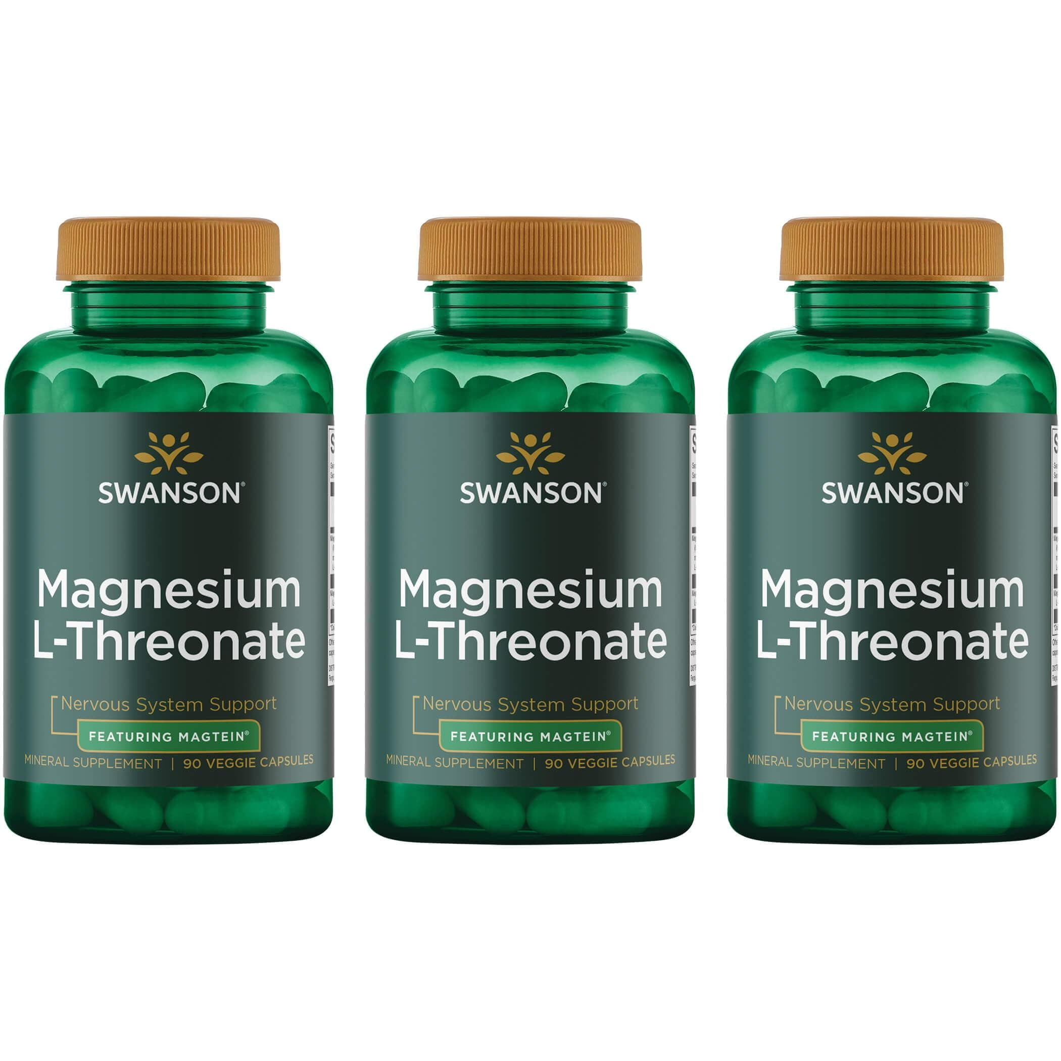 Swanson Magnesium L-Threonate - Featuring Magtein 90 Veg Caps 3 Pack ...