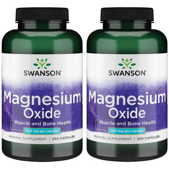 Swanson Magnesium Oxide 200 mg 250 Caps 2 Pack