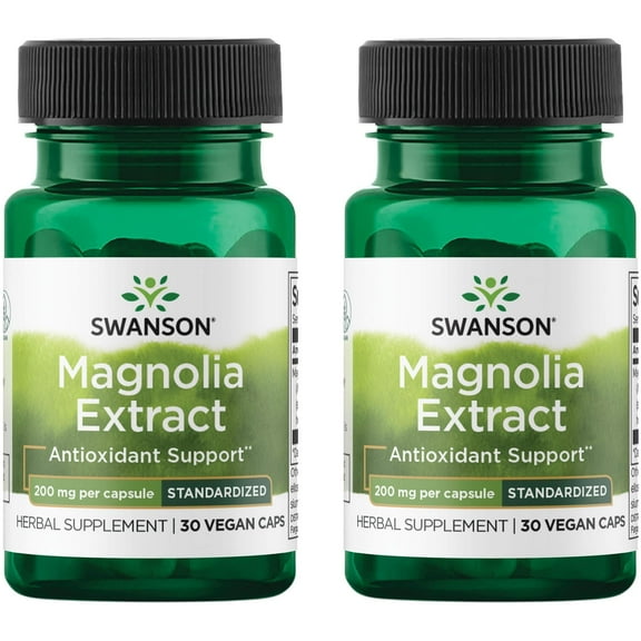 Swanson Magnolia Bark-Herbal Supplement Traditionally Used to Promote Nervous System & Digestive Health Support-May Promote Respiratory Health & Stress Support (30 Veggie Capsules, 200mg Each) 2 Pack
