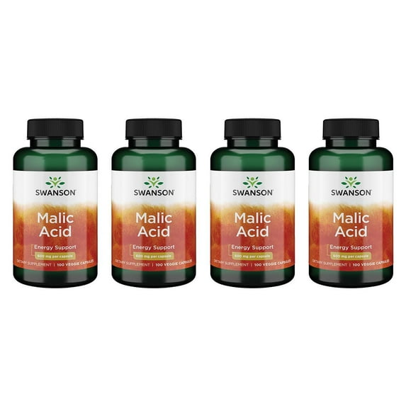 Swanson Malic Acid 600 mg 100 Veg Caps 4 Pack