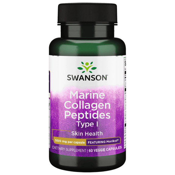 Swanson Marine Collagen Peptides Type I - Featuring Morikol 500 mg 60 Veg Caps
