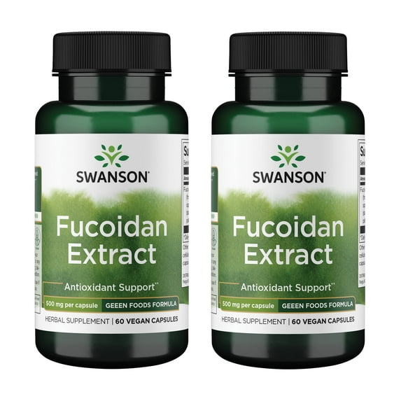 Swanson Maximum Strength Fucoidan Extract - Herbal Supplement Promoting Immune System Function - Natural Formula Supporting Overall Health - (60 Veggie Capsules, 500mg Each) (2 Pack)