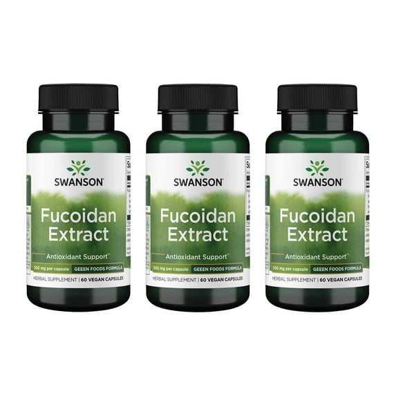 Swanson Maximum Strength Fucoidan Extract - Herbal Supplement Promoting Immune System Function - Natural Formula Supporting Overall Health - (60 Veggie Capsules, 500mg Each) (3 Pack)