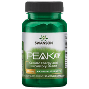 Swanson Maximum Strength PEAK ATP - Natural Supplement Promoting Cellular Energy Support - Supports Physical Performance and Promotes Healthy Blood Flow Support - (30 Veggie Capsules, 400mg Each)