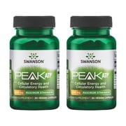 Swanson Maximum Strength PEAK ATP-Natural Supplement Promoting Cellular Energy Support-Supports Physical Performance and Promotes Healthy Blood Flow Support-30 Veggie Capsules, 400mg Each 2 Pack