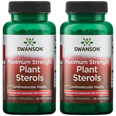Swanson Maximum Strength Plant Sterols - Featuring CardioAid Phytosterols, Helps Maintain Healthy Cholesterol Levels, 60 Softgels (2-Pack)