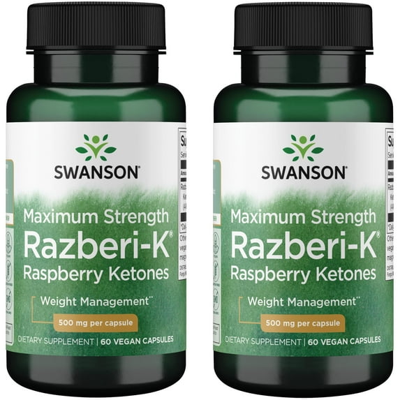 Swanson Maximum Strength Razberi-K Raspberry Ketones 500 mg 60 Vegan Caps 2 Pack