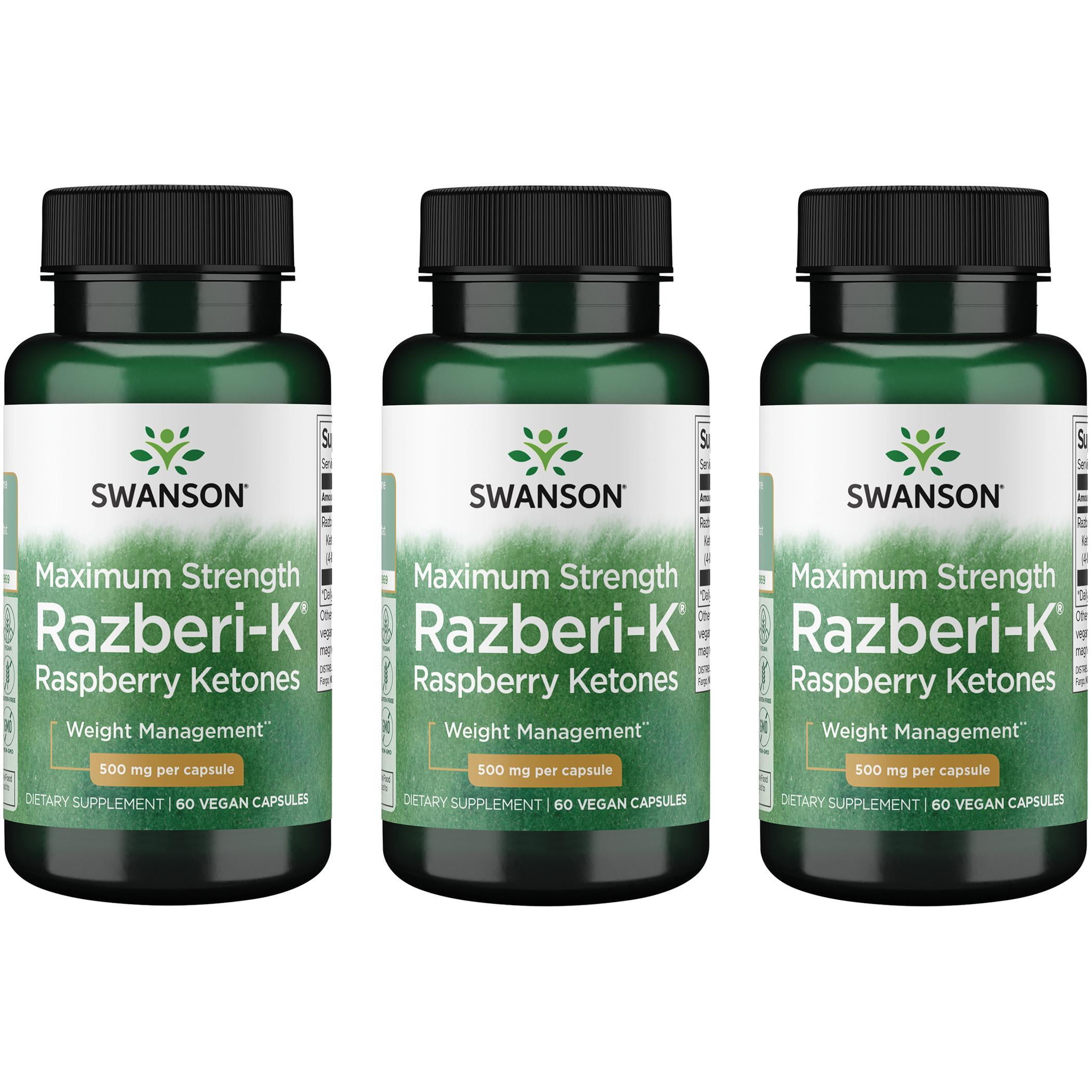 Swanson Maximum Strength Razberi-K Raspberry Ketones 500 mg 60 Vegan Caps 3 Pack