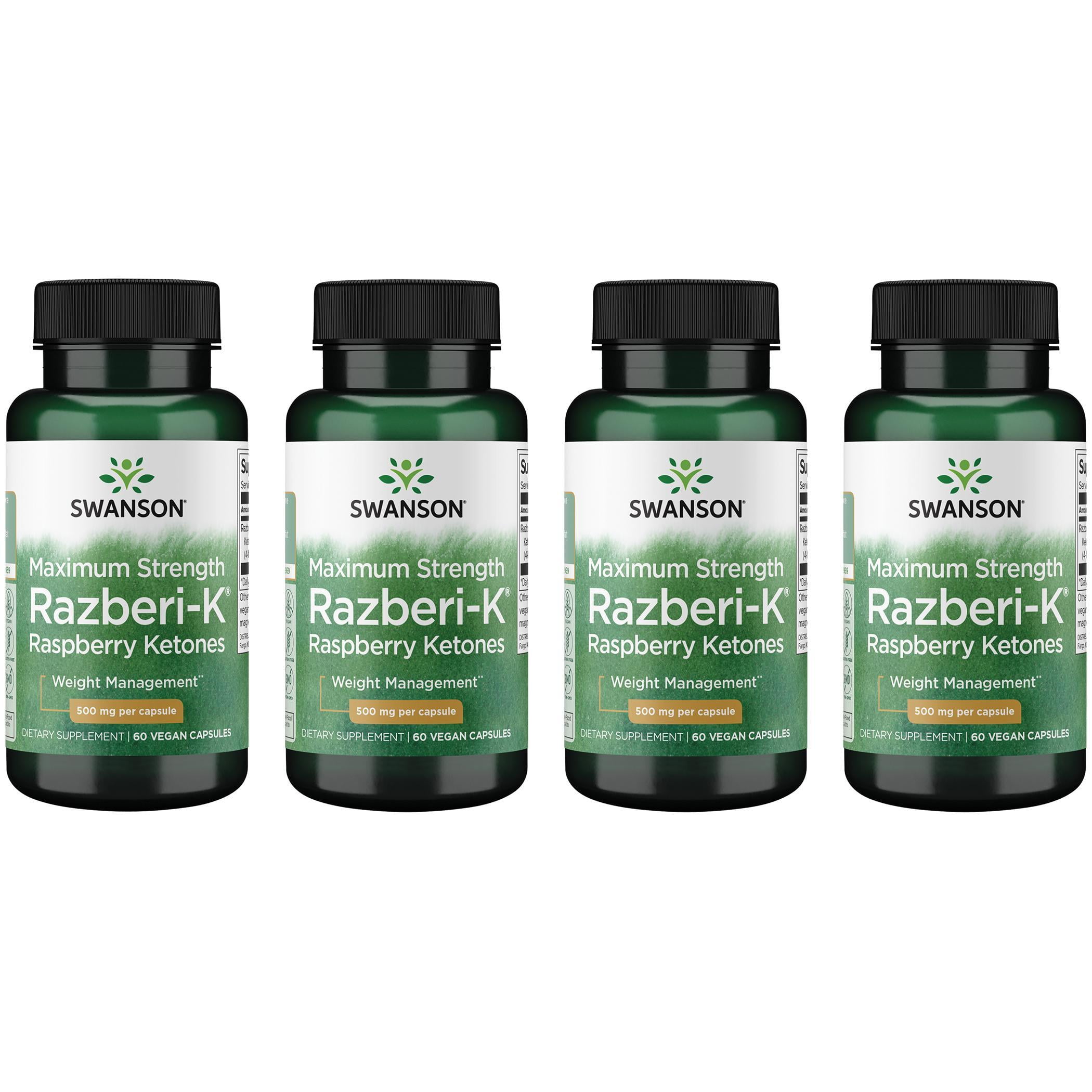 Swanson Maximum Strength Razberi-K Raspberry Ketones 500 mg 60 Vegan Caps 4 Pack