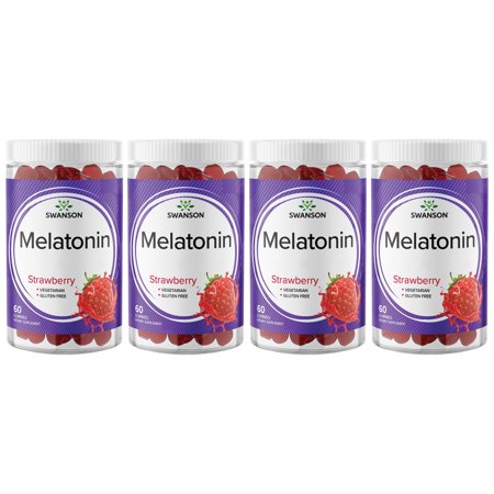 Swanson Melatonin Gummies - Strawberry 2.5 mg 60 Gummies 4 Pack