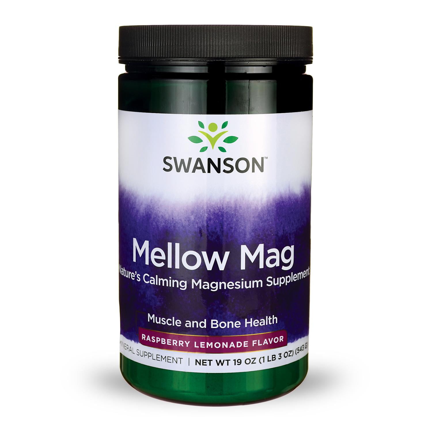 Swanson Mellow Mag Calming Anti-Stress Drink Mix Powder, Raspberry Lemonade, 19 oz