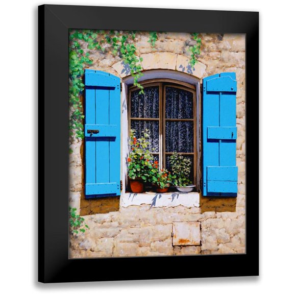 Swanson, Michael 12x14 Black Modern Framed Museum Art Print Titled - Blue Shutters