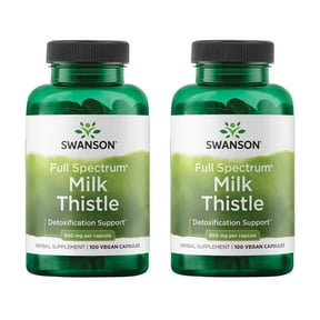 Swanson Milk Thistle - Herbal Liver Support Supplement - Natural Formula Helping to Maintain Overall Health & Wellbeing - (100 Capsules, 500mg Each) 2 Pack