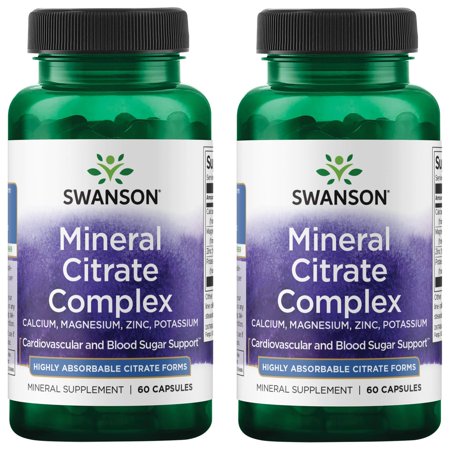 Swanson Mineral Citrate Complex - Calcium, Magnesium, Zinc, Potassium 2 Pack