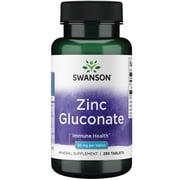 Swanson Zinc Gluconate - Mineral Supplement Promoting Prostate Health, Vision Health, & Immune Support -Gluconate Form for Optimal Absorption - (250 Tablets, 30mg Each)