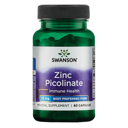 Swanson Mineral Supplements Zinc Picolinate - Body Preferred Form 22 mg Capsule 60ct
