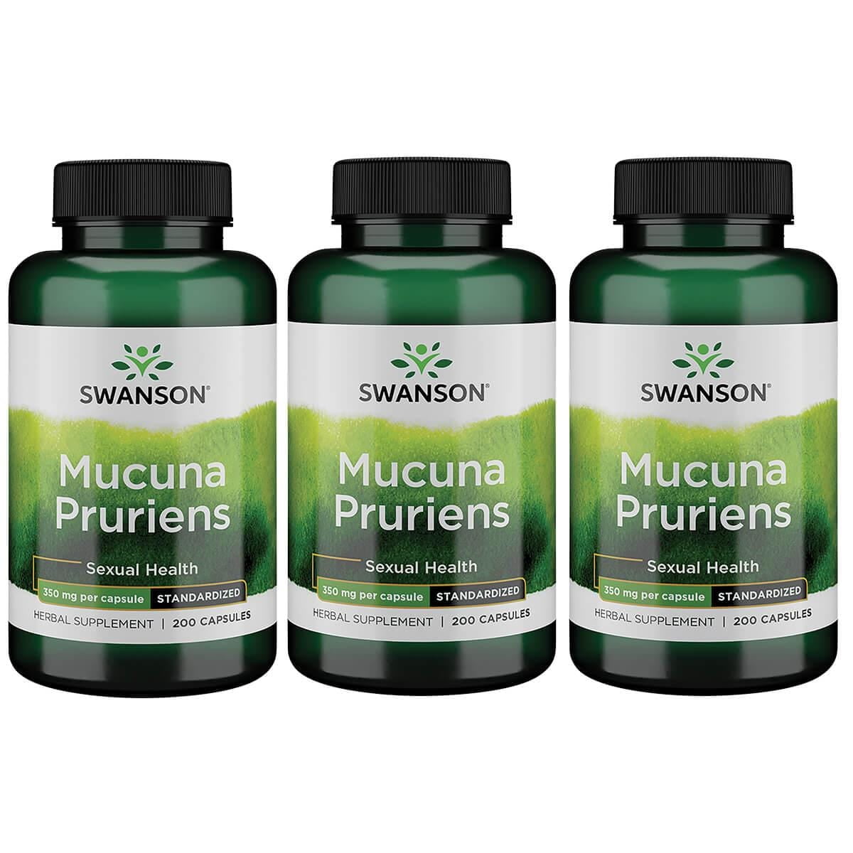 Swanson Mucuna Pruriens Standardized 350 mg 200 Caps 3 Pack