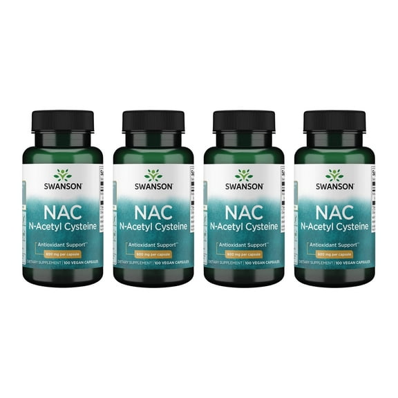 Swanson NAC - N-Acetyl Cysteine - Supplement 600 mg 100 Capsules (4 Pack)