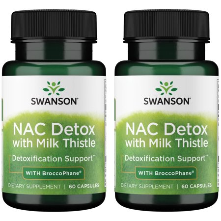 Swanson Nac Detox with Milk Thistle - With Broccophane 60 Caps 2 Pack