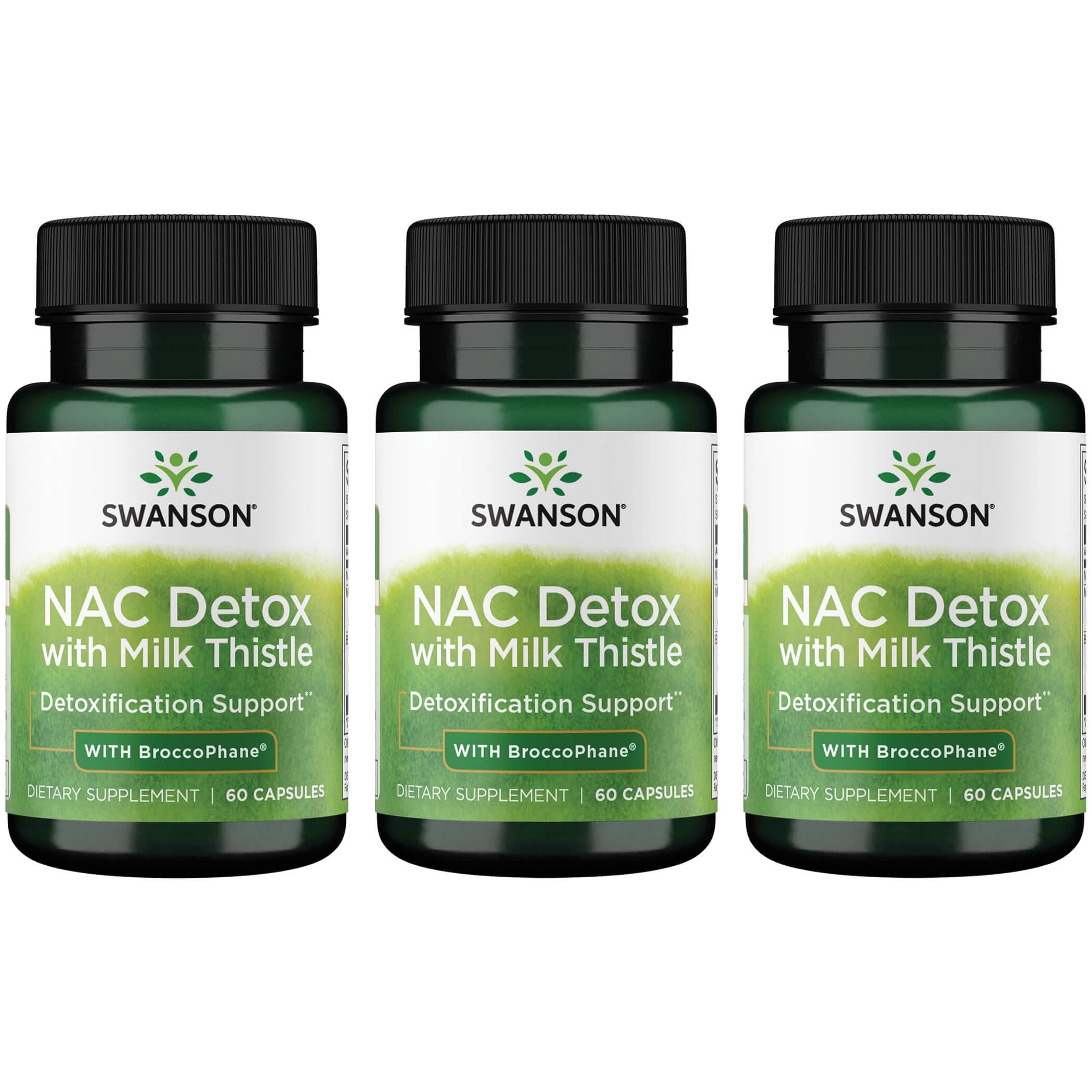 Swanson Nac Detox with Milk Thistle With Broccophane 60 Caps 3 Pack