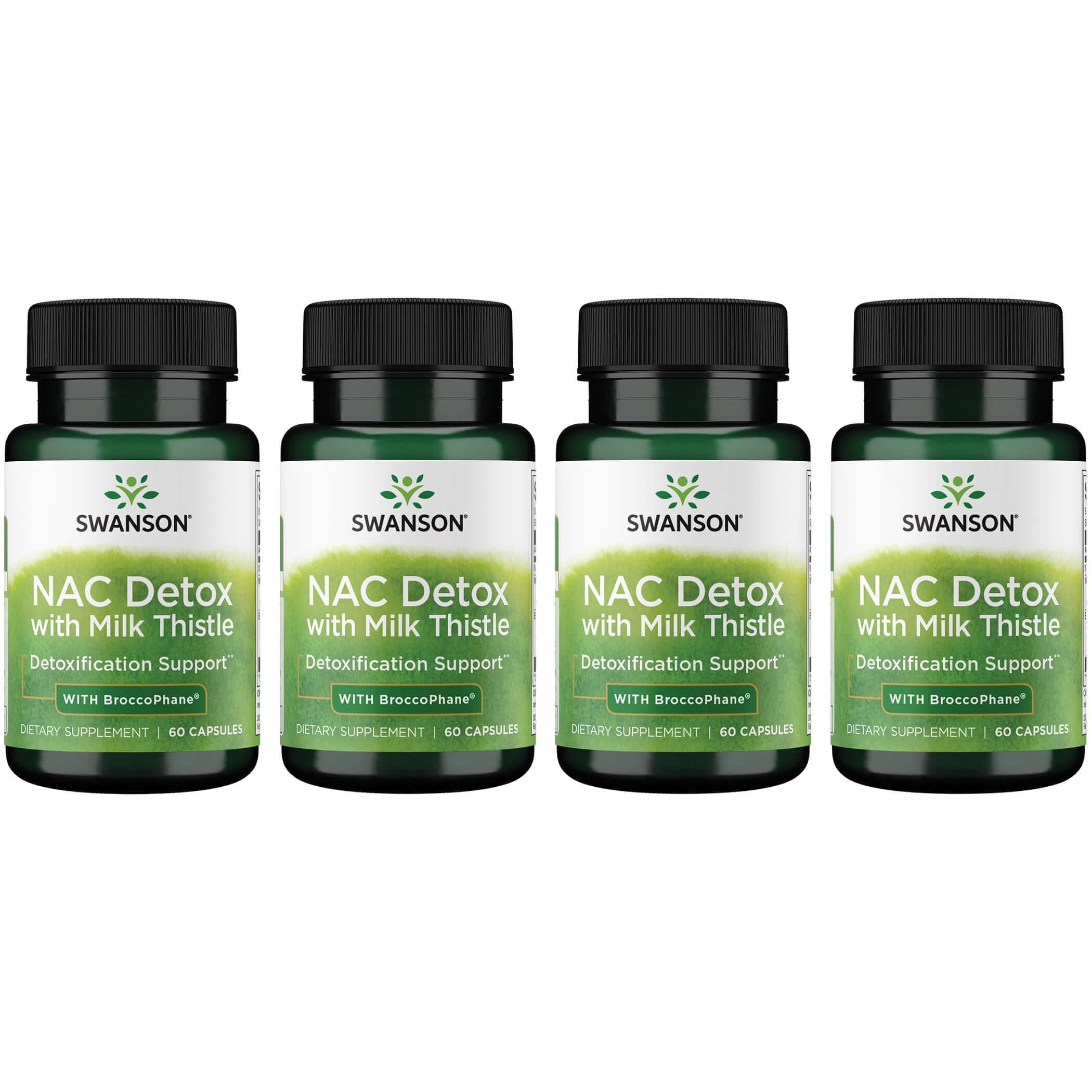 Swanson Nac Detox with Milk Thistle With Broccophane 60 Caps 4 Pack