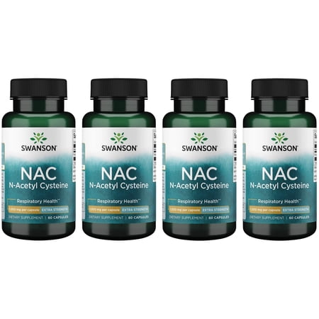 Swanson Nac N-Acetyl Cysteine - Extra Strength 1,000 mg 60 Caps 4 Pack