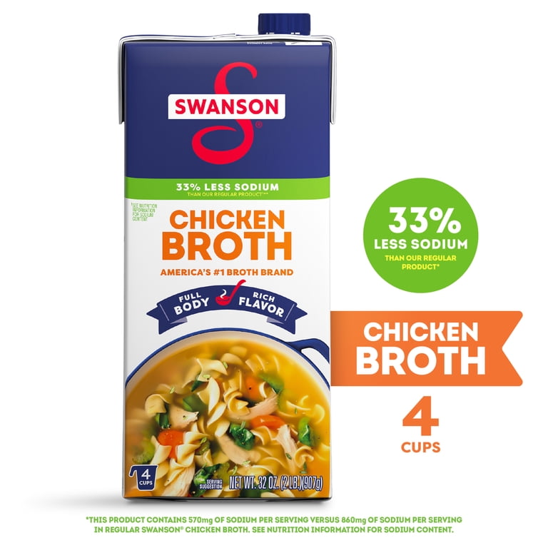 swanson glp 1 Swanson 33% Less Sodium Chicken Broth, 32 oz Carton